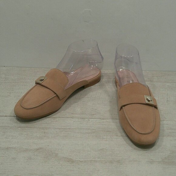 kate spade Baby Pink Nude with Gold Spade detail Catroux Slide Loafers Size 7 B - Picture 1 of 10
